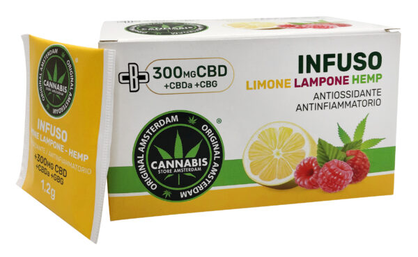 Infusion CBD de chanvre + Citron + Framboise 300mg CBD+CBDa+CBG