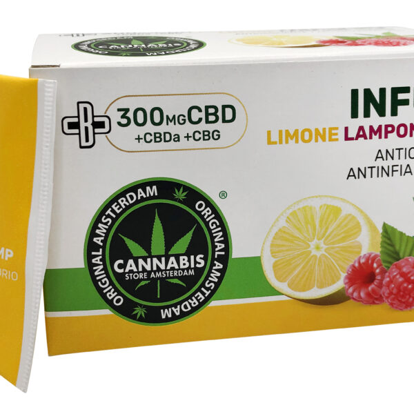 Infusion CBD de chanvre + Citron + Framboise 300mg CBD+CBDa+CBG