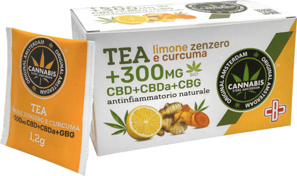 Infusion CBD de chanvre + Curcuma + Gingembre + Citron 300mg CBD+CBDa+CBG