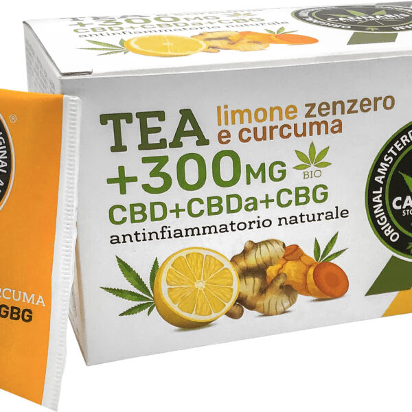 Infusion CBD de chanvre + Curcuma + Gingembre + Citron 300mg CBD+CBDa+CBG