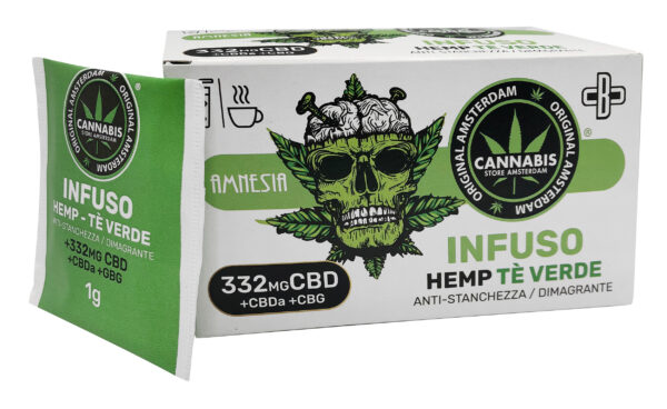 Infusion CBD chanvre + thé vert 332mg CBD + CBDa + CBG